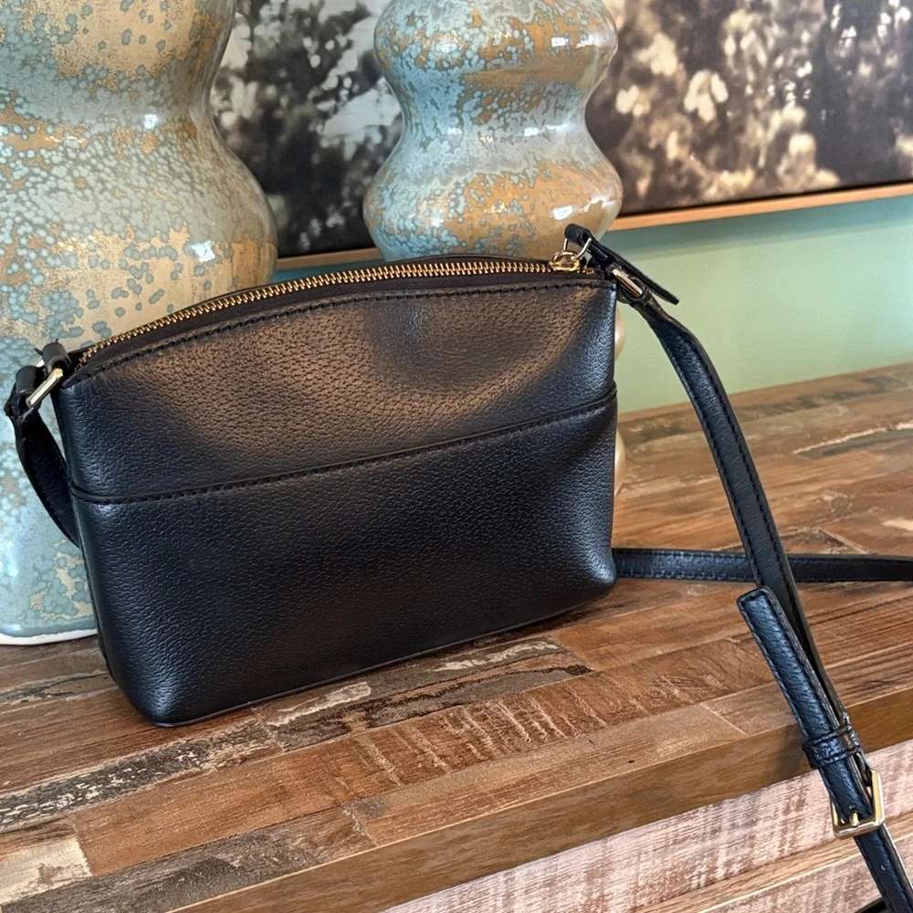 kate spade Black Pebbled Leather Crossbody with Gold Logo Plate - Picture 3 of 7